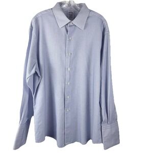 Brooks Brothers Blue Oxford Slim Egyptian Cotton French Cuff USA Sz 17 1/2-34 **